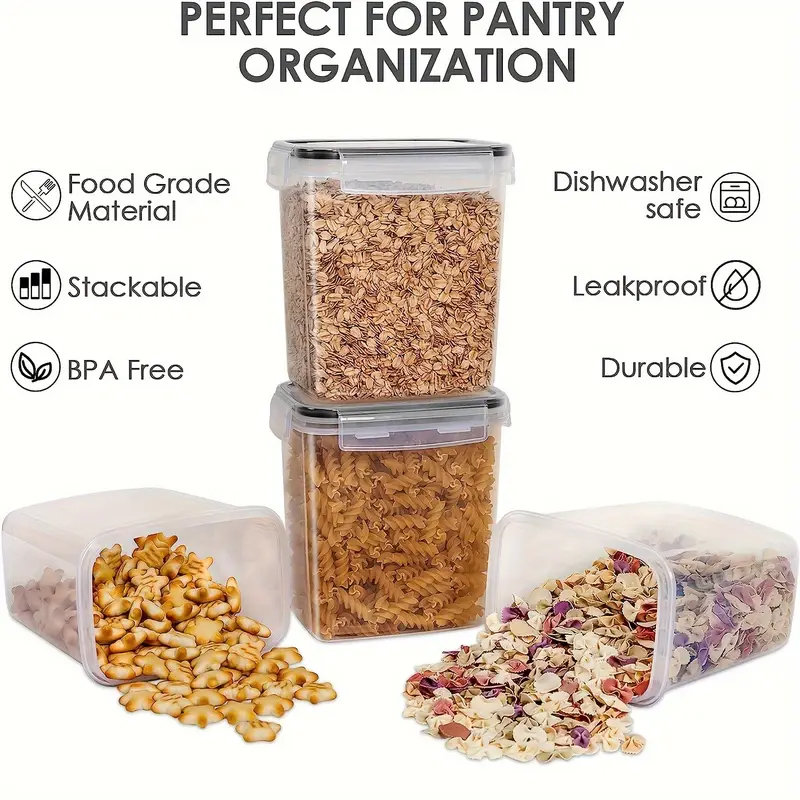 6 Pack Airtight Food Storage Containers Set, BPA-Free Plastic, 54Oz/1.5Qt/1.6L, Multipurpose Kitchen Pantry Organizers For Sugar, Flour, Pasta, Peanut, Dishwasher Safe, Includes Labels & Marker